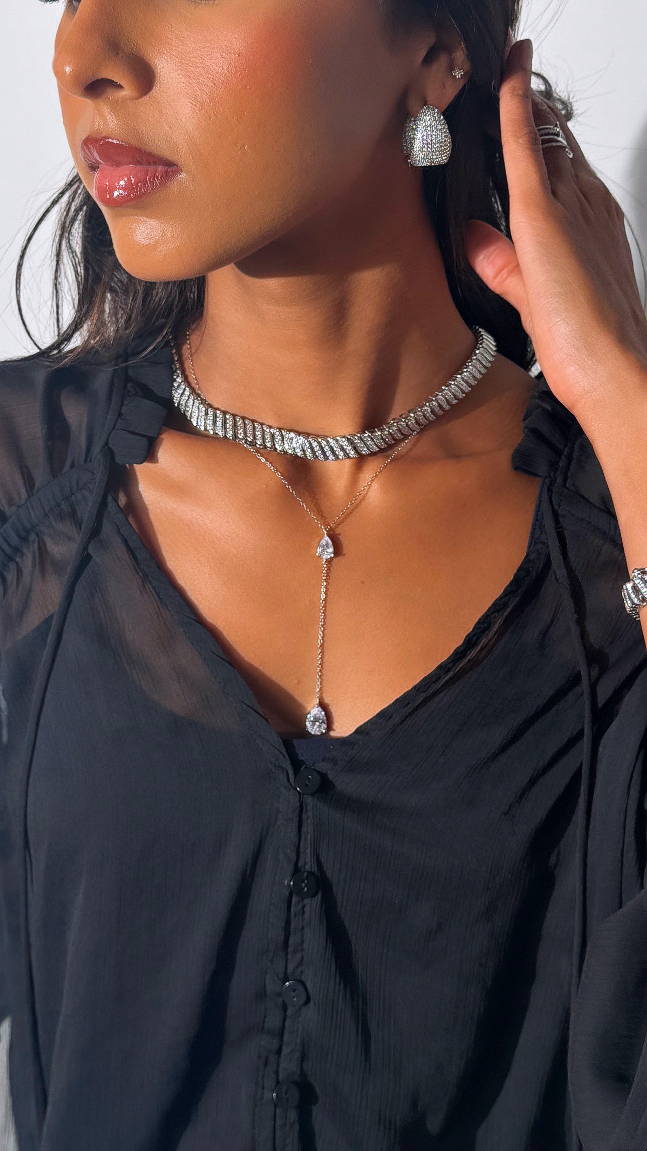 Nyla Silver teardrop necklace