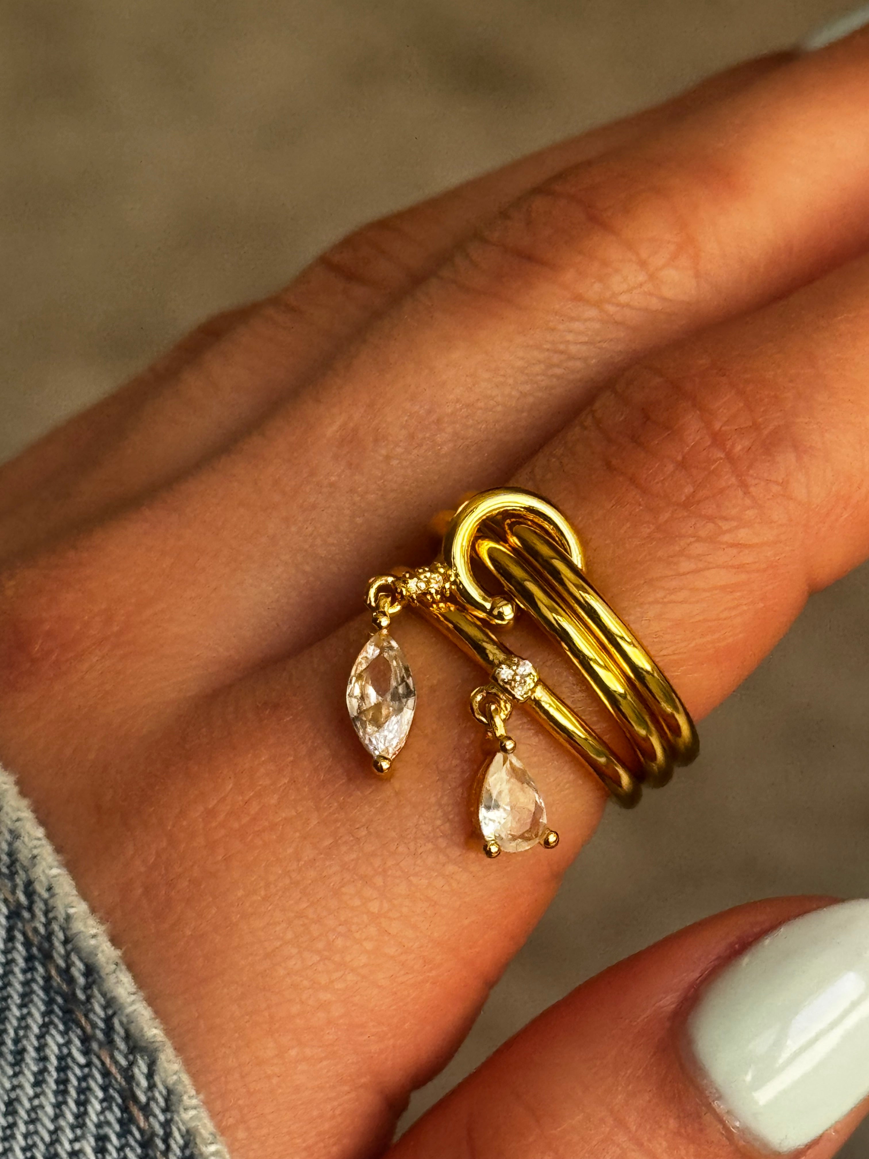 Aurelia Drop Gold Ring