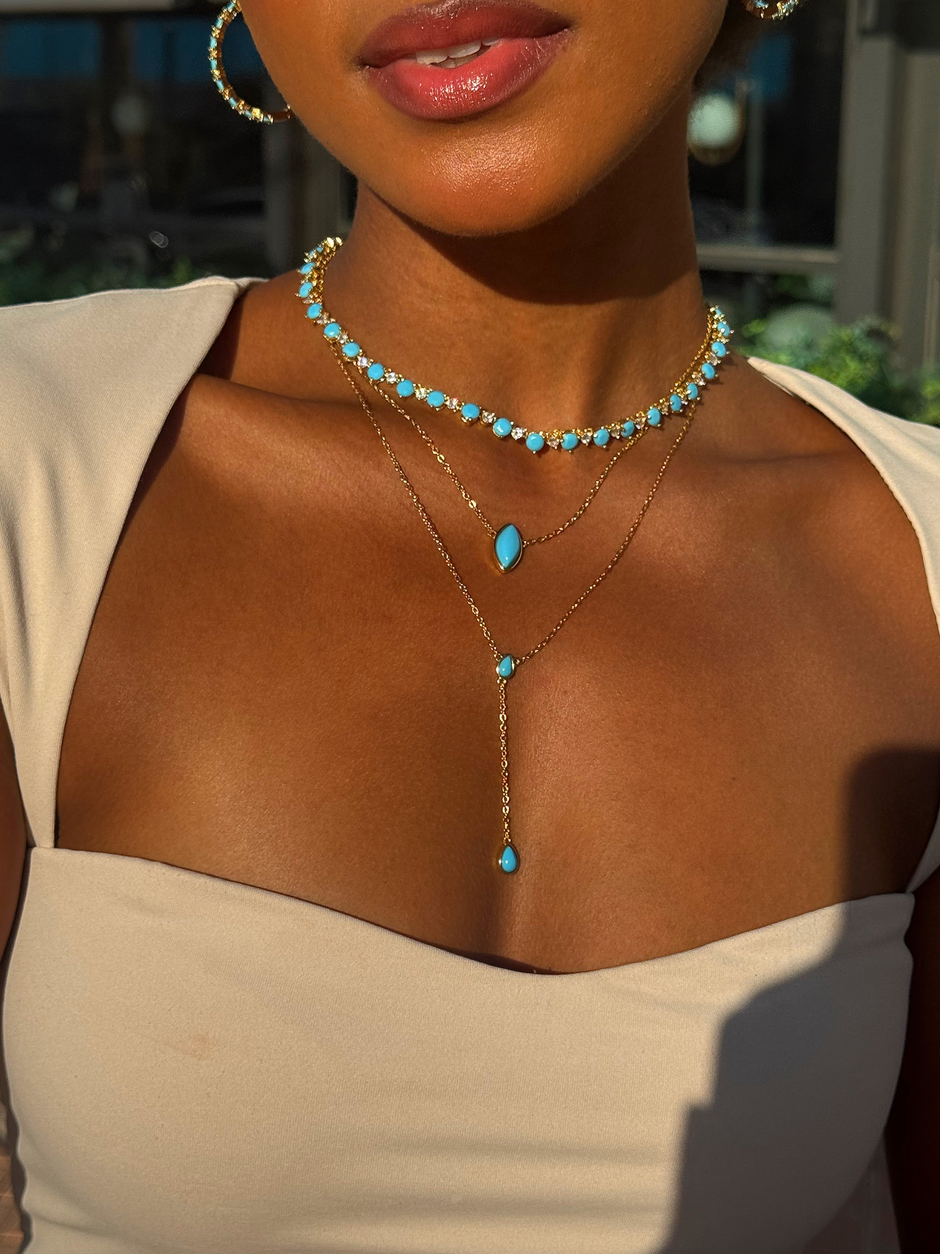 THE 3 SEAS - aqua blue / wave II necklace