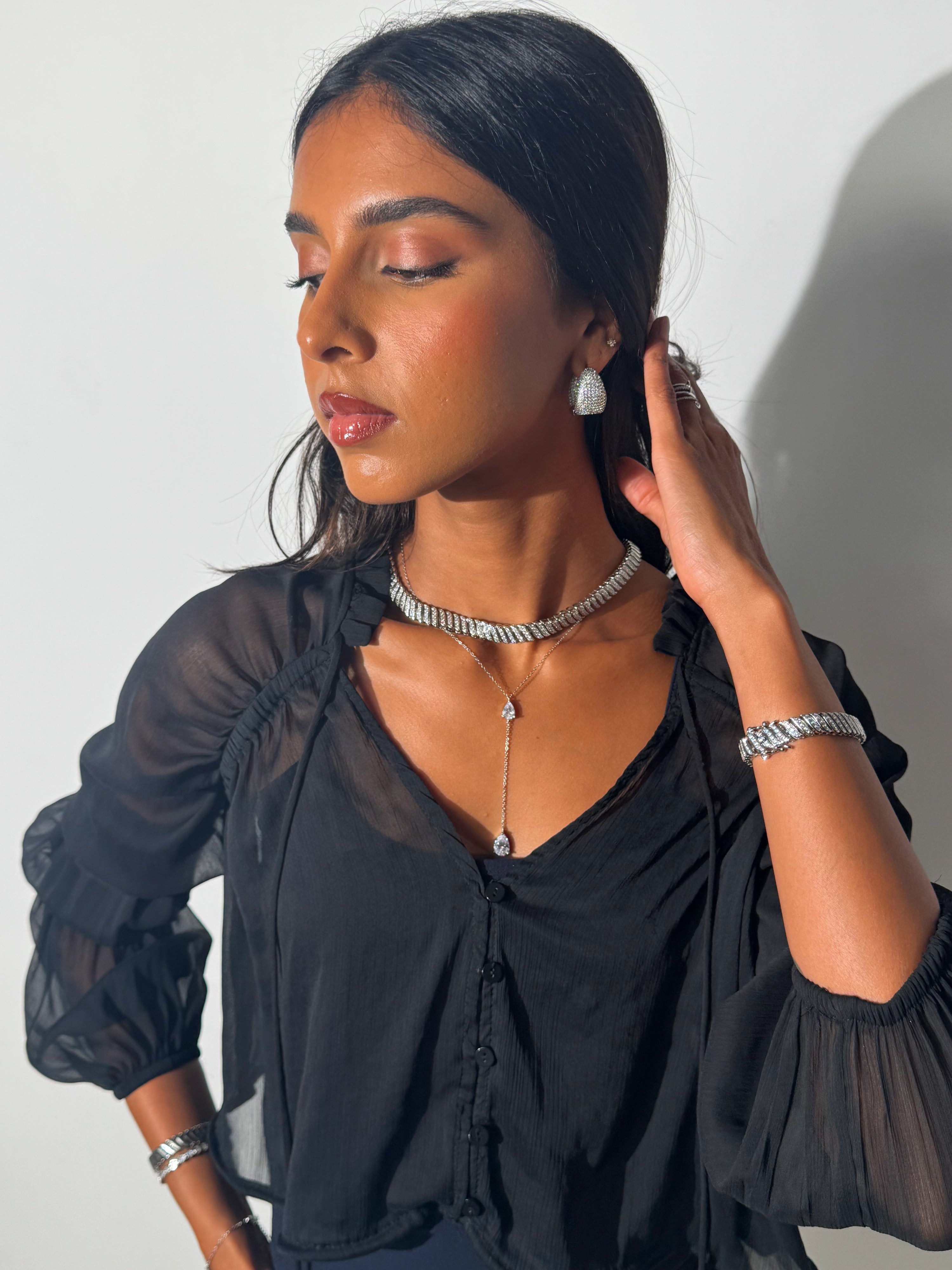 Nyla Silver teardrop necklace