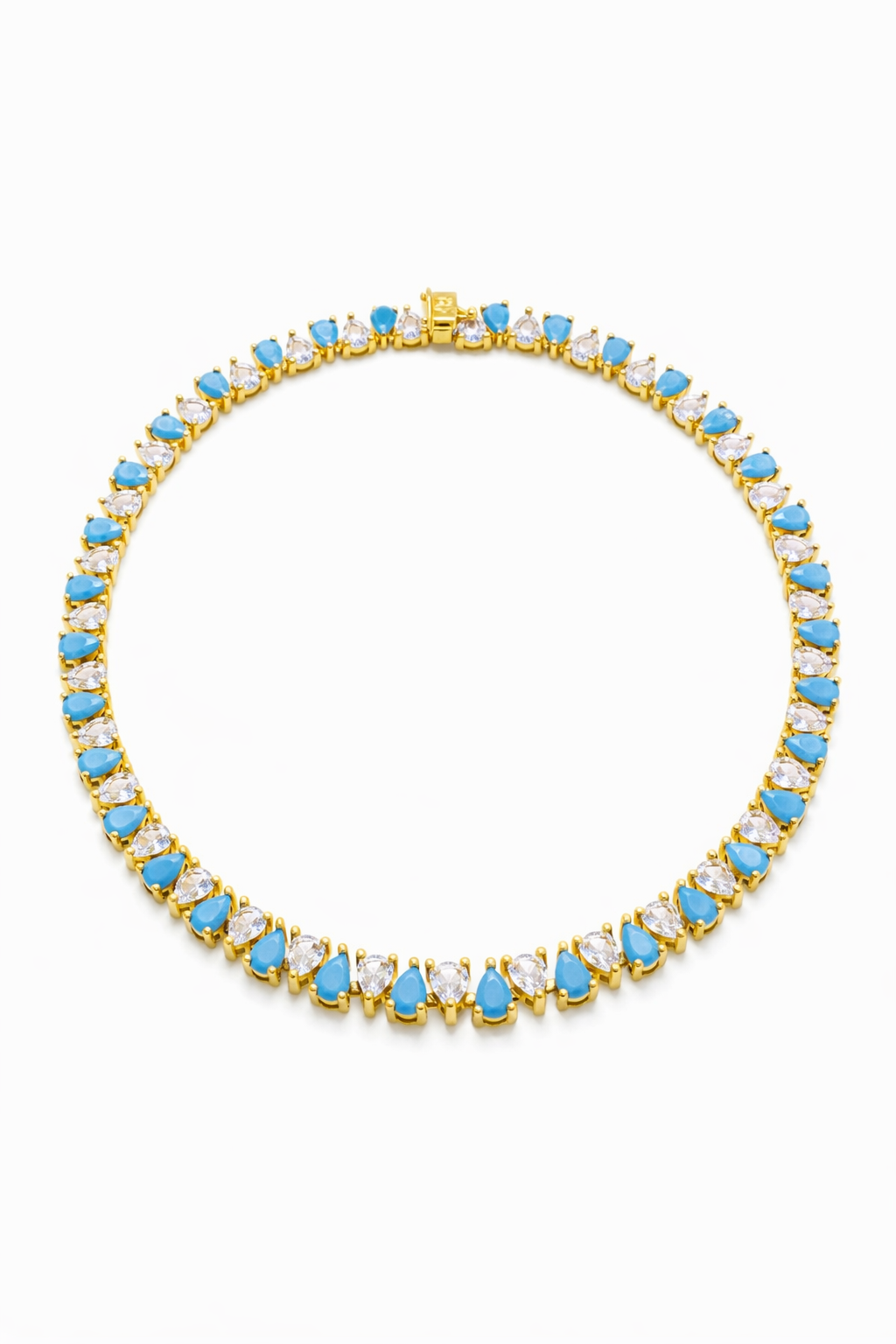 GOLDEN LAGOON Necklace - aqua blue/ wave II
