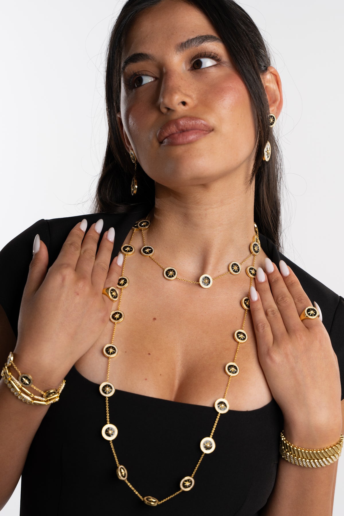 North Star Long Necklace – Black