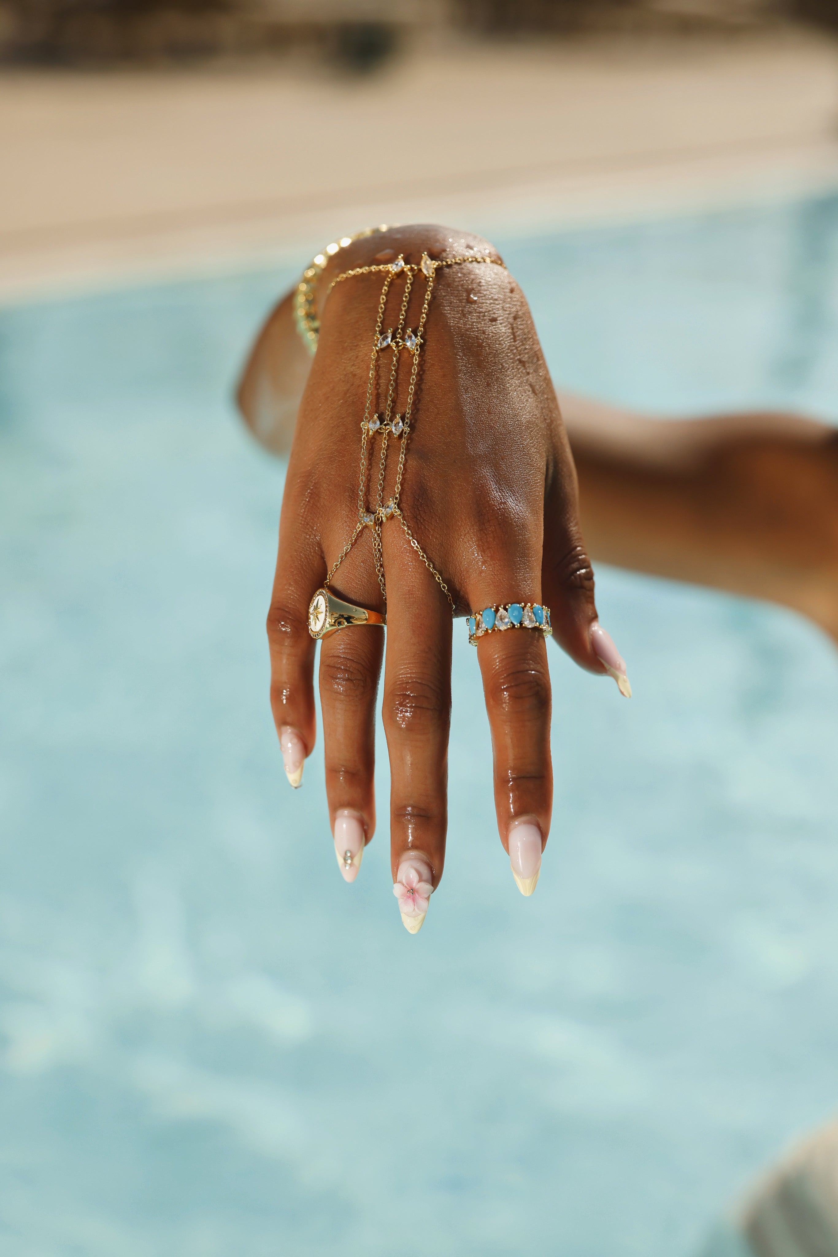 Aqua Blue Ring - aqua blue/ wave II earring