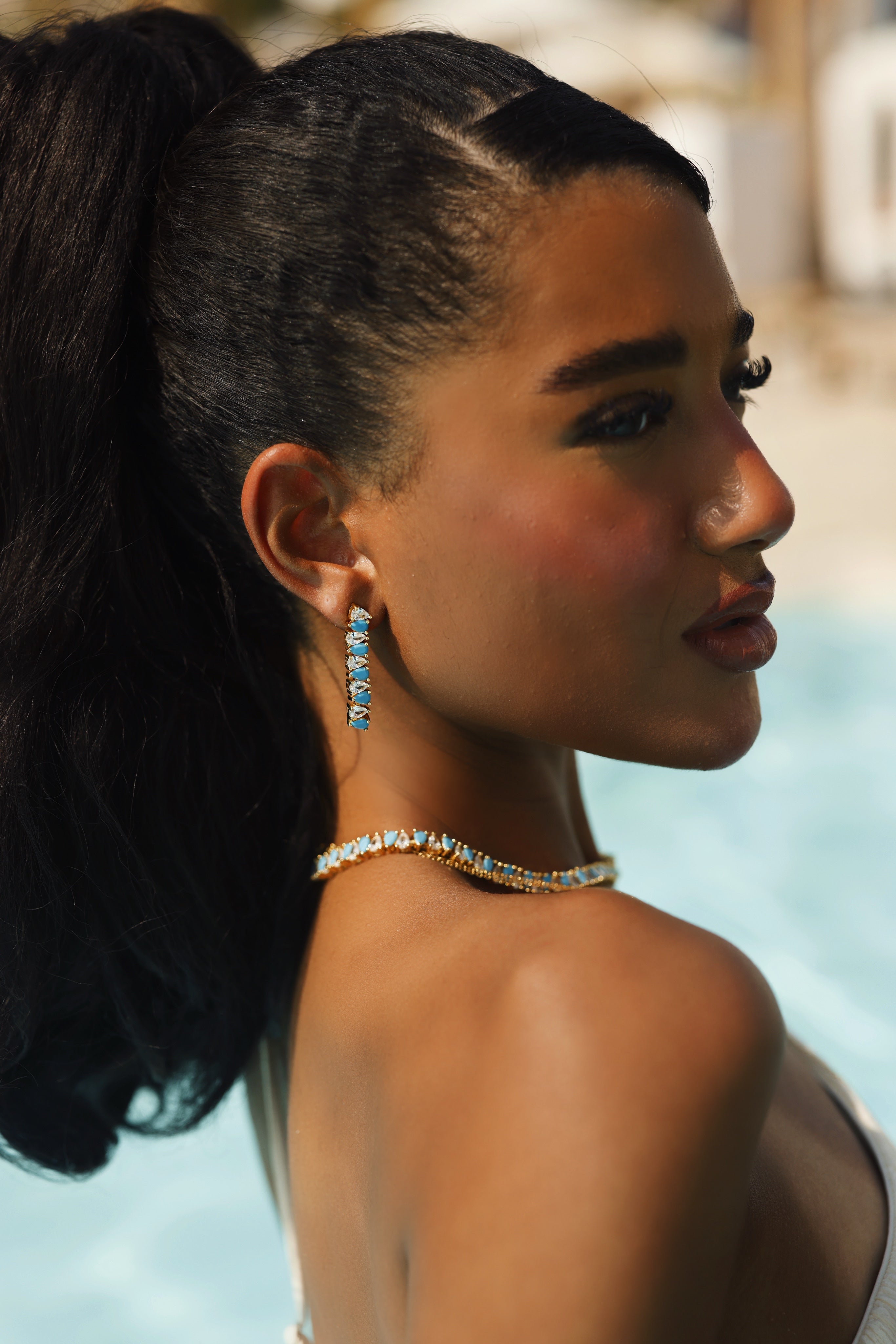 Aqua Blue Drop Earrings - aqua blue/ wave II earring
